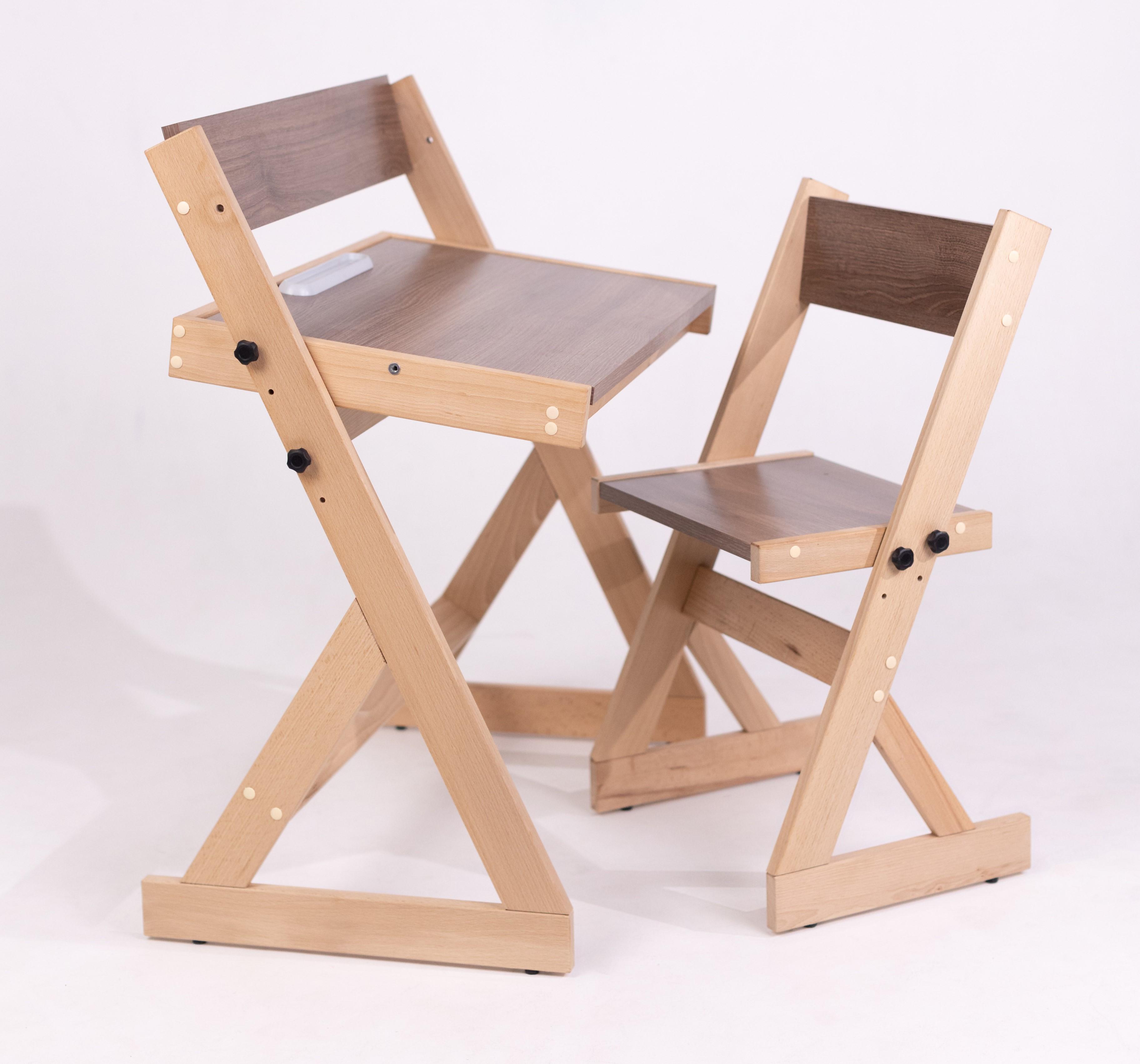 Парта-мольберт зі стільчиком з натурального дерева Бук (4350)