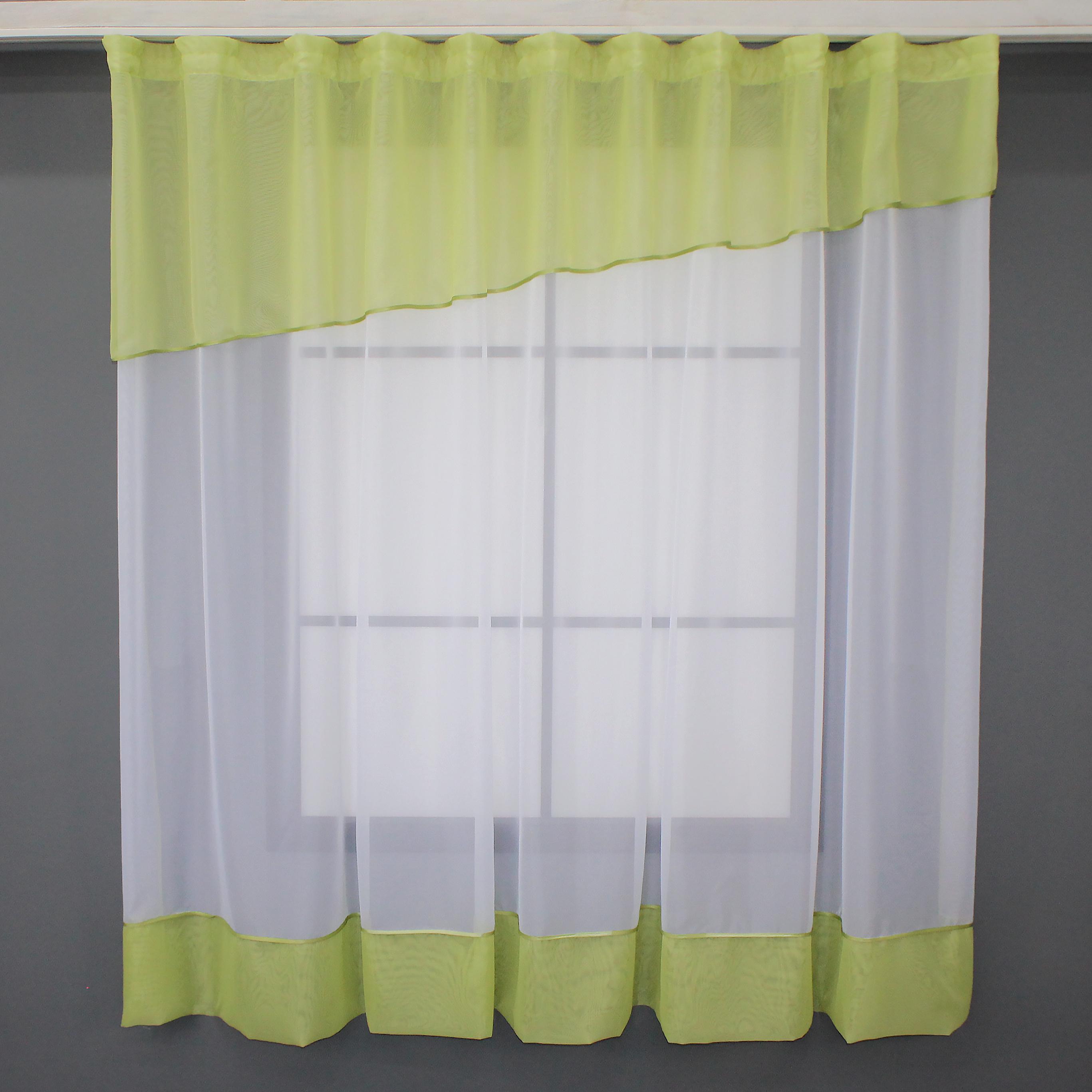 Занавеска кухонная VR-Textil № 047к 280х170 см Белый/Светло-оливковый (52-0780)