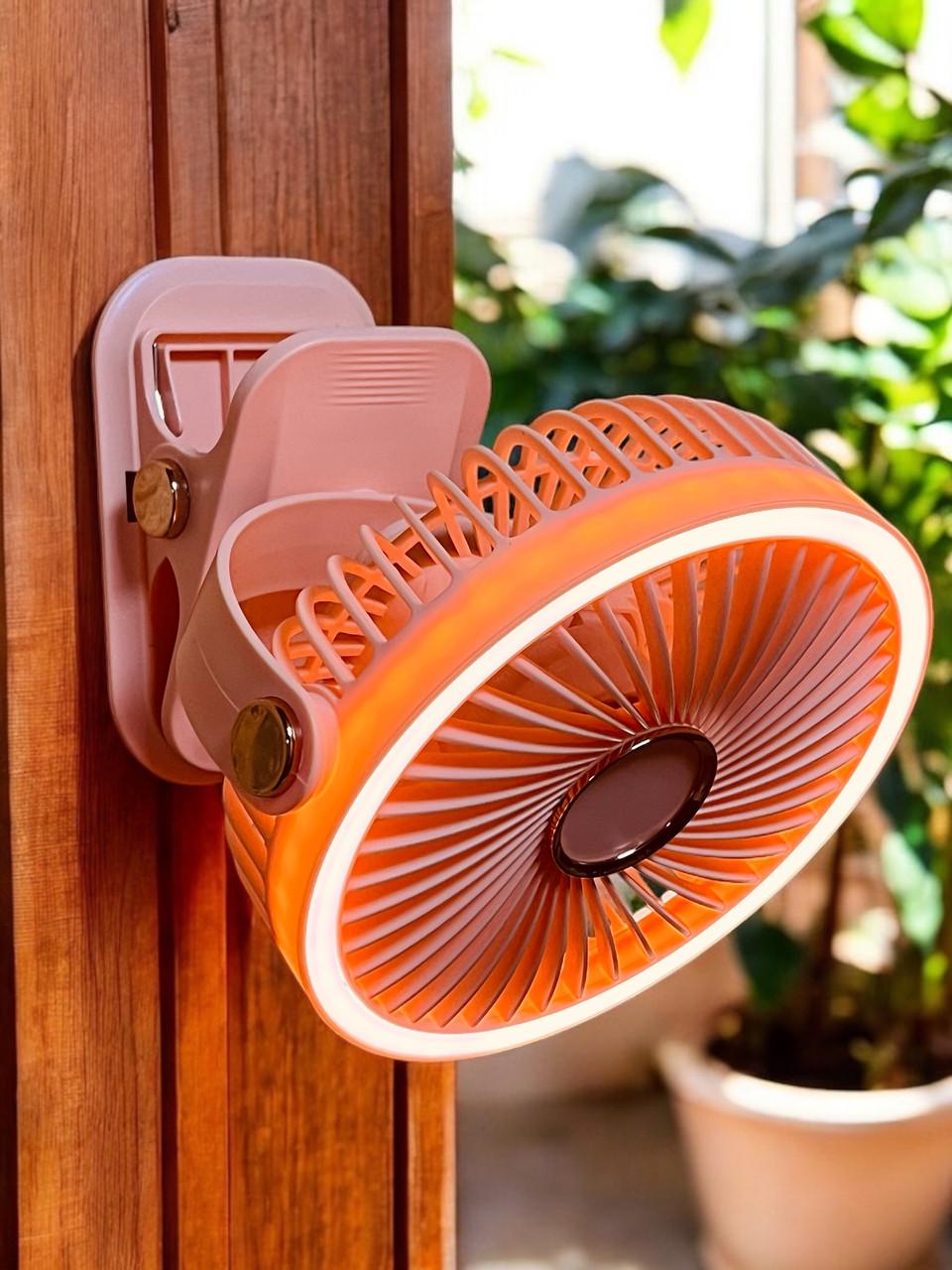 Вентилятор F2-150 акумуляторний з LED підсвічуванням та прищіпкою Pink (2588971779) - фото 5