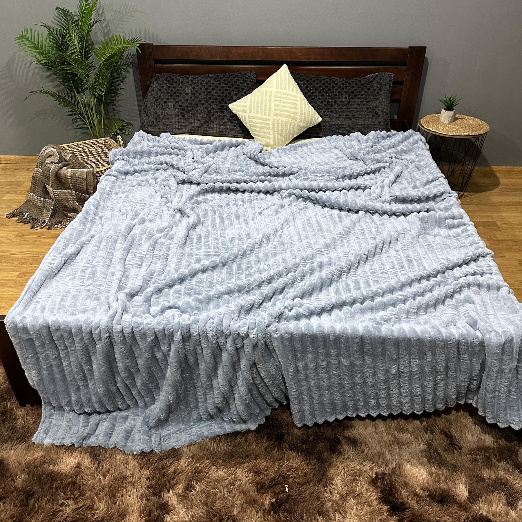 Покривало Королівський шарпей євро 200х220 см Світло-сірий - фото 1 Покривало Королівський шарпей євро 200х220 см Світло-сірий - фото 1