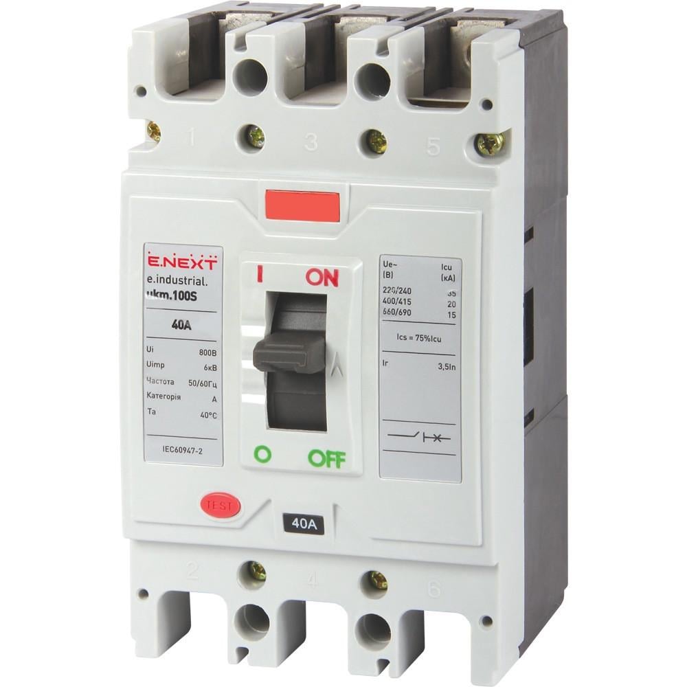 Автоматичний вимикач силовий E.NEXT 40А 30kA 3 полюси e.industrial.ukm.100S.40 i0010020 (14648)