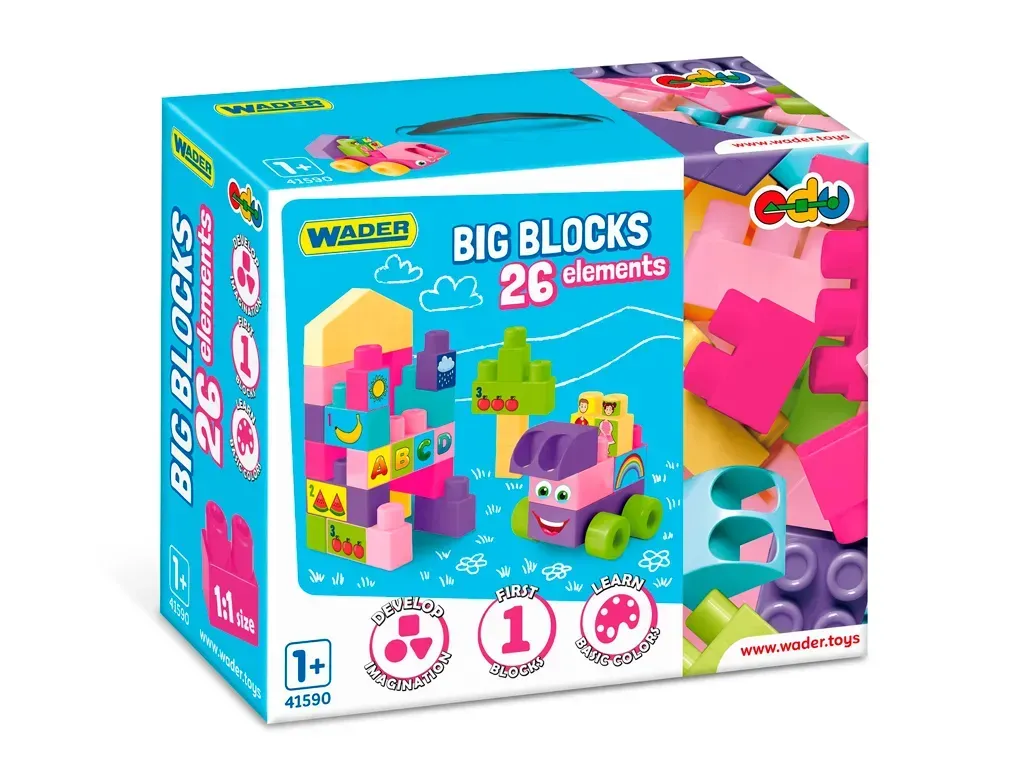 Конструктор Wader Big Blocks из пластика 26 дет. Разноцветный (150-98-41590)