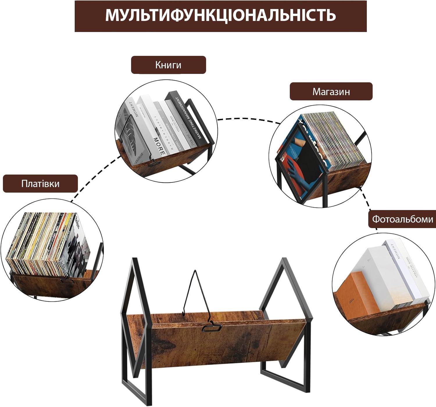 Стелаж підставка для зберігання вінілових платівок/книг 40х34,5х28 см (SP-100-3) - фото 4 Стелаж підставка для зберігання вінілових платівок/книг 40х34,5х28 см (SP-100-3) - фото 4
