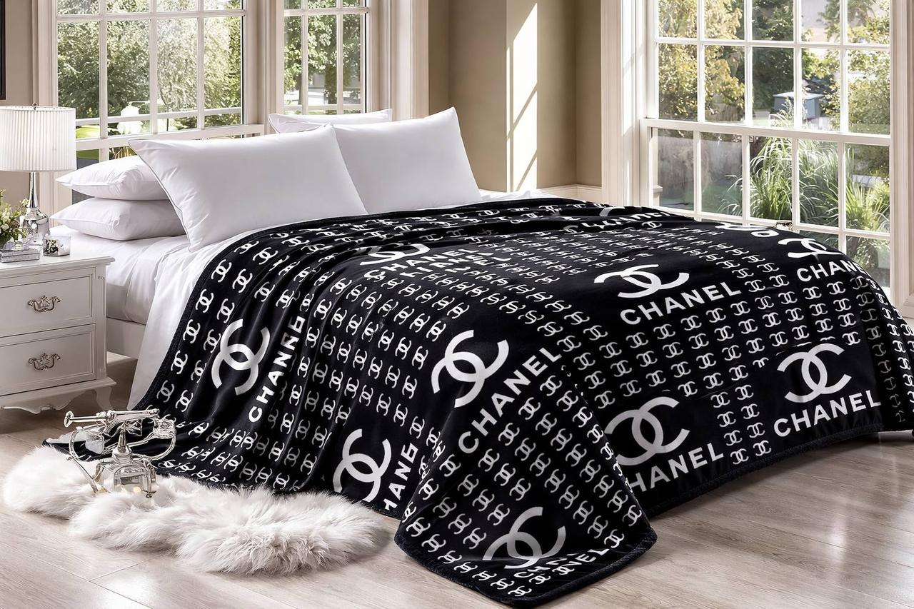 Покрывало велюр микрофибра 200х230 см Черный графический (2934252403)