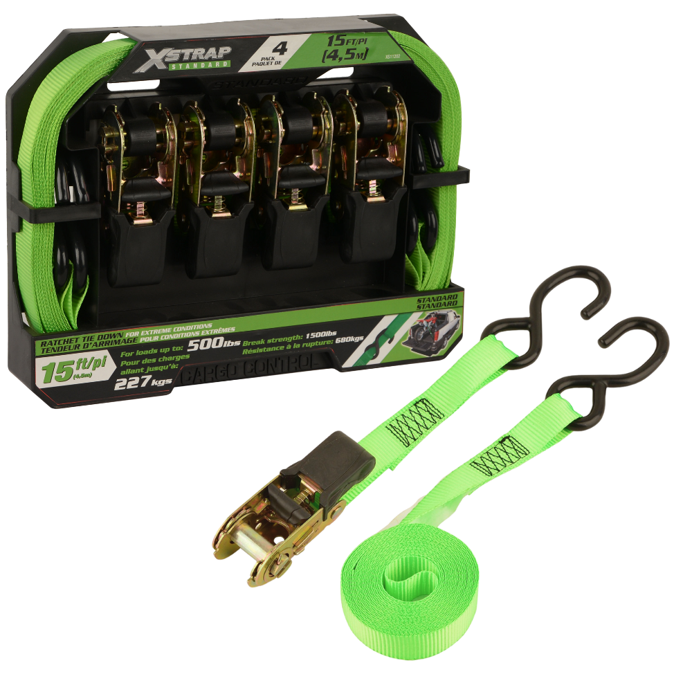 Набор стяжных ремней с храповым механизмом для крепления груза стропы с погрузкой 227 кг 4 шт. 25 мм х 4,5 м