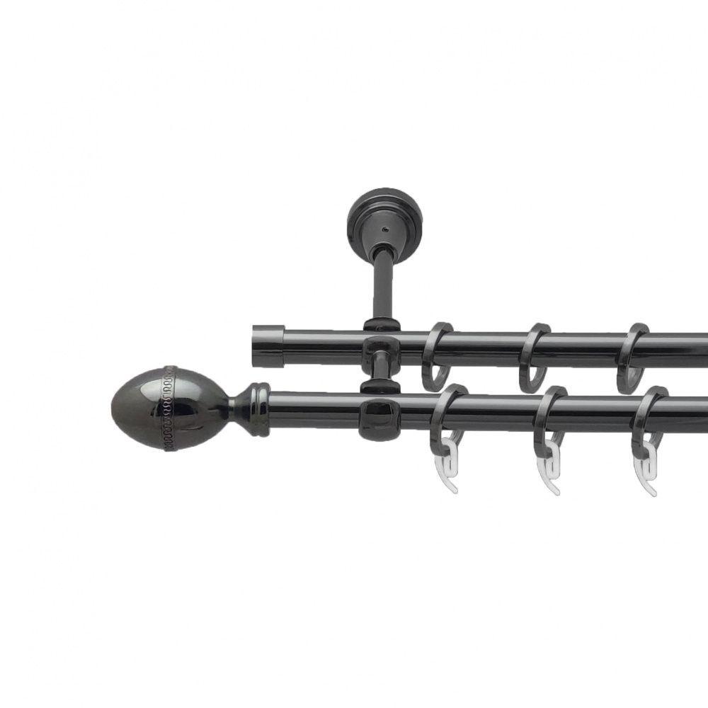 Карниз Orvit Фарже металевий дворядний відкритий гладка труба кільце фасонне металеве 16/16 мм 300 см Онікс (4714333)