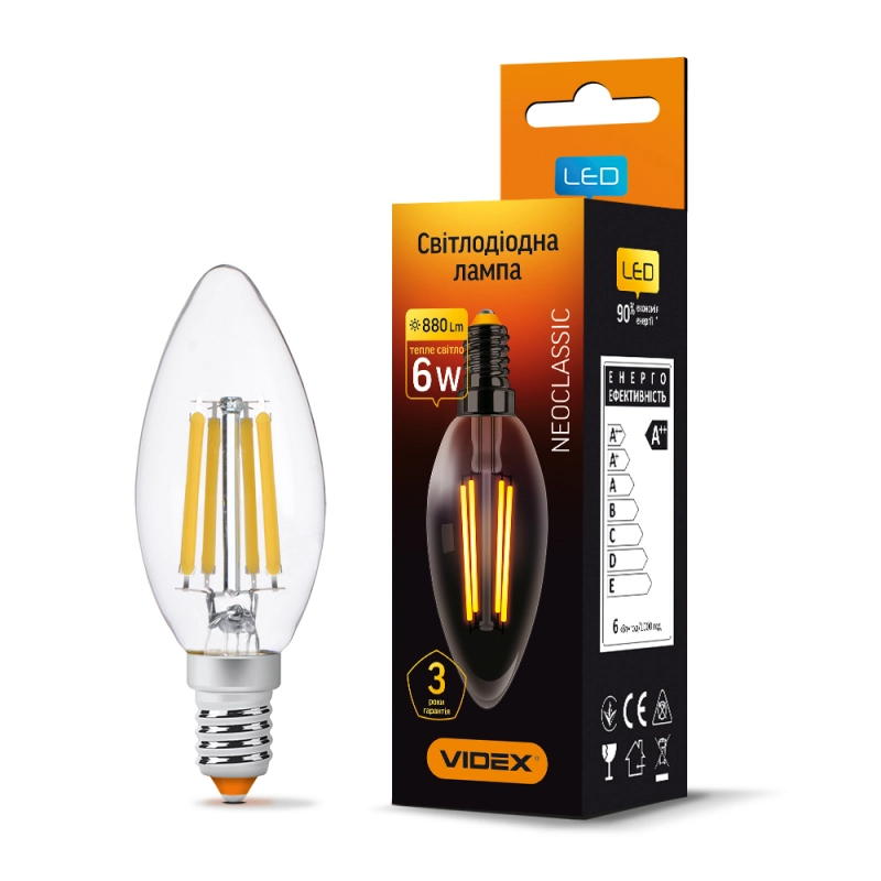 LED-лампа Videx Filament C37F 6W E14 3000K (VL-C37F-06143) LED-лампа Videx Filament C37F 6W E14 3000K (VL-C37F-06143)