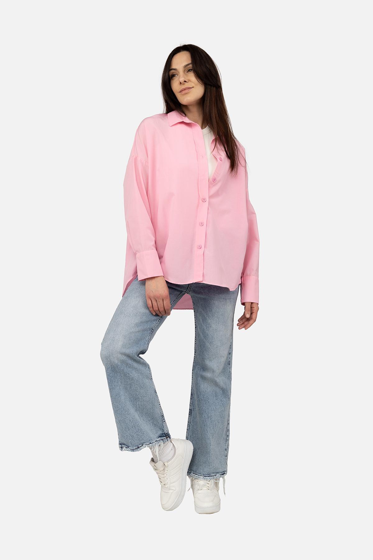 Рубашка с длинным рукавом ЦБ-00269353 женская р. 48 Розовый (SKT001043163)