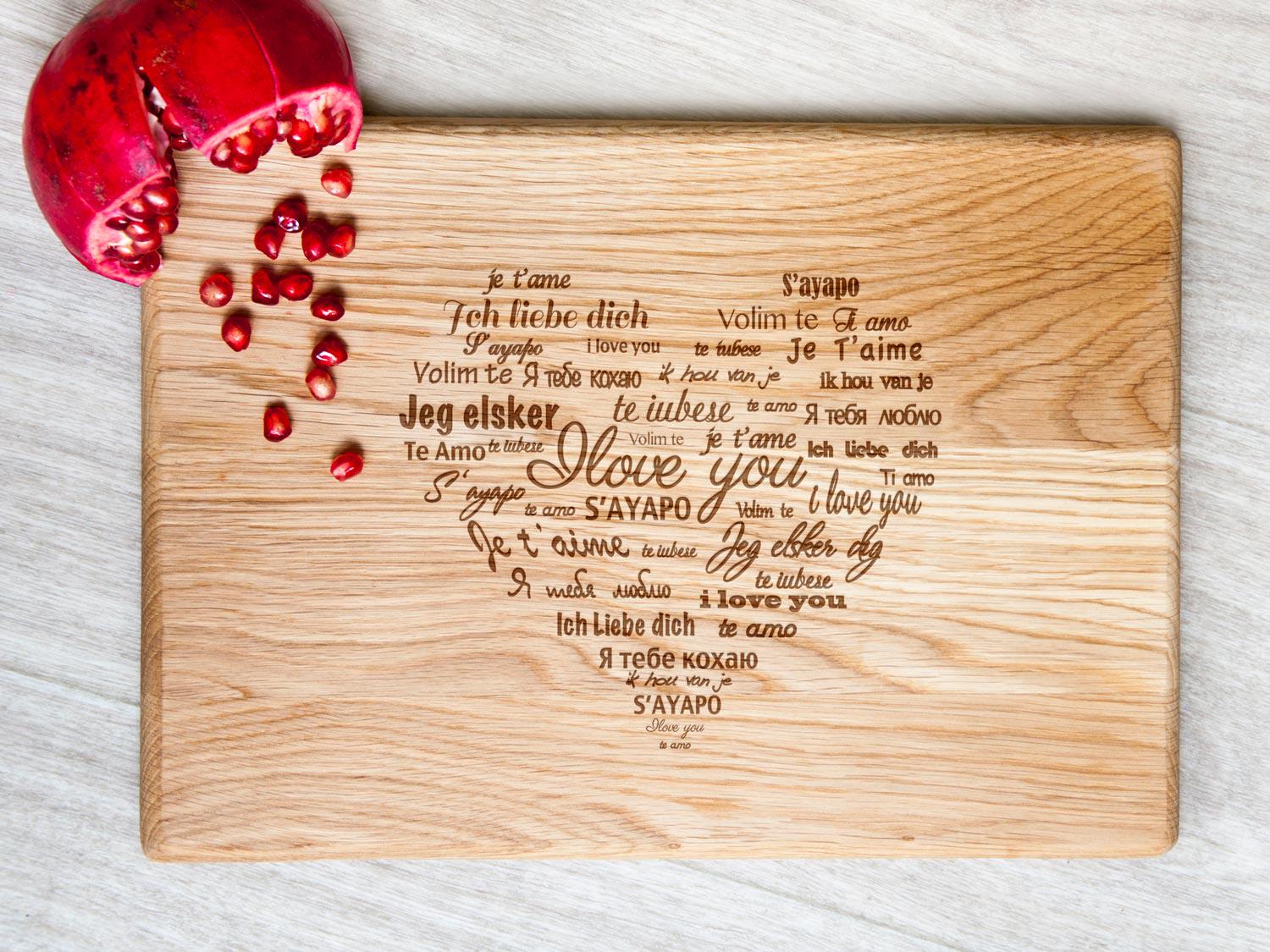 Разделочная доска WoodPresentStudio “I love you” 25х35 см