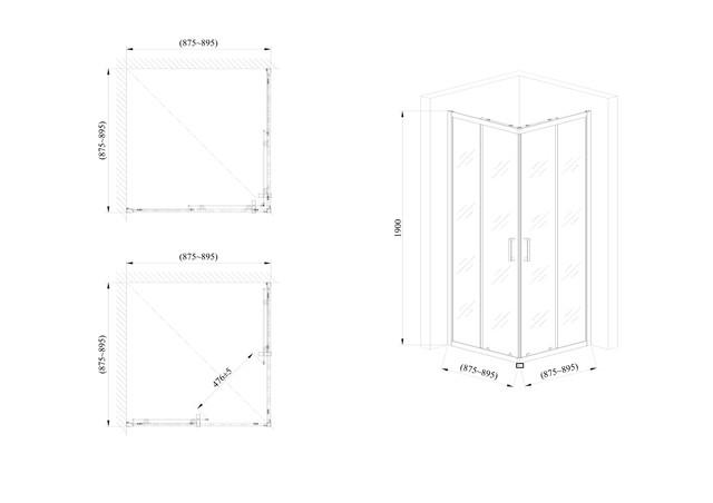 Скляна душова кабіна AVKO Glass A1221B 90x90x190 см Clear - фото 2