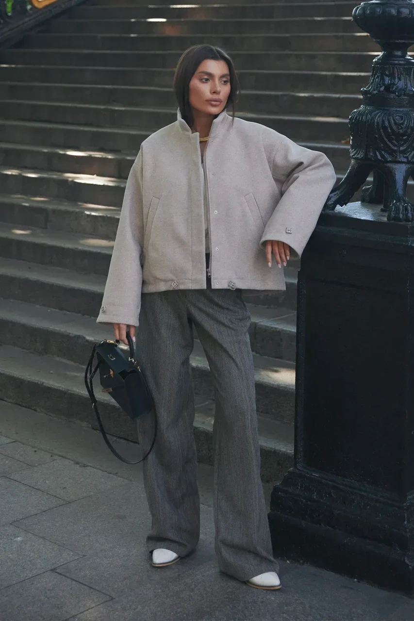 Пальто женское укороченное XXL-3XL Бежевый (2701161709) - фото 4 Пальто женское укороченное XXL-3XL Бежевый (2701161709) - фото 4