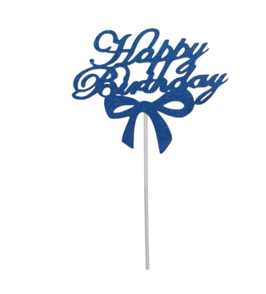 Топер С Днем Рождения для торта 13x11 см Синий (0018/19)