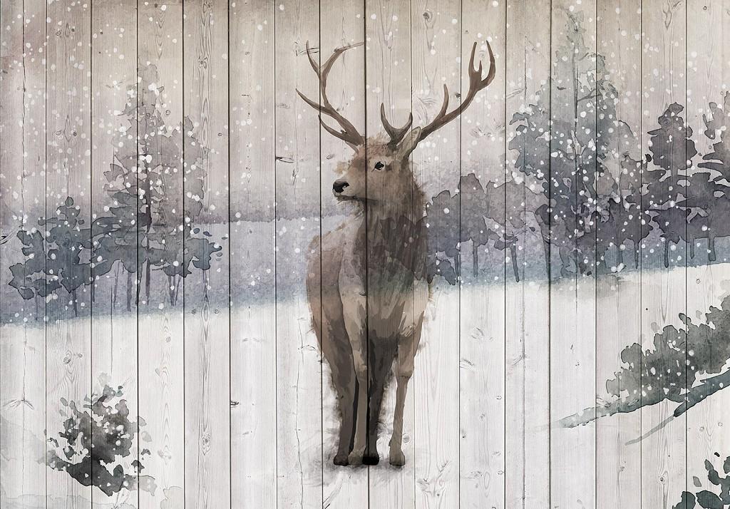 Фотообои 368x254 см Consalnet Олень на досках (13723P8)