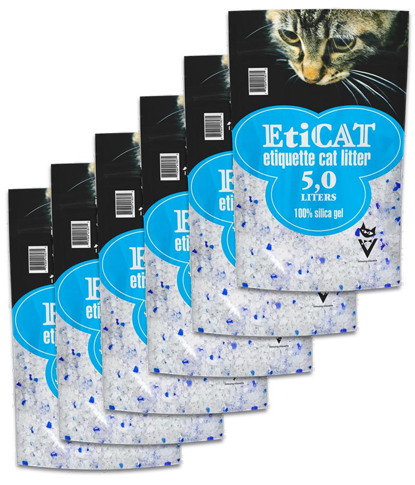 Наповнювач для котячого туалету Eticat силікагелевий 5,0 л x 6 шт. 30 л