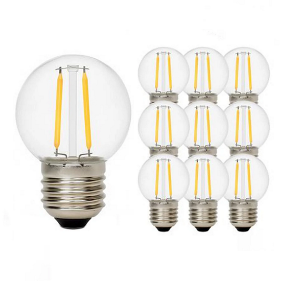 Набір з 250 LED ламп Edisons G45 E27 2W 2200K пластикова колба Прозора