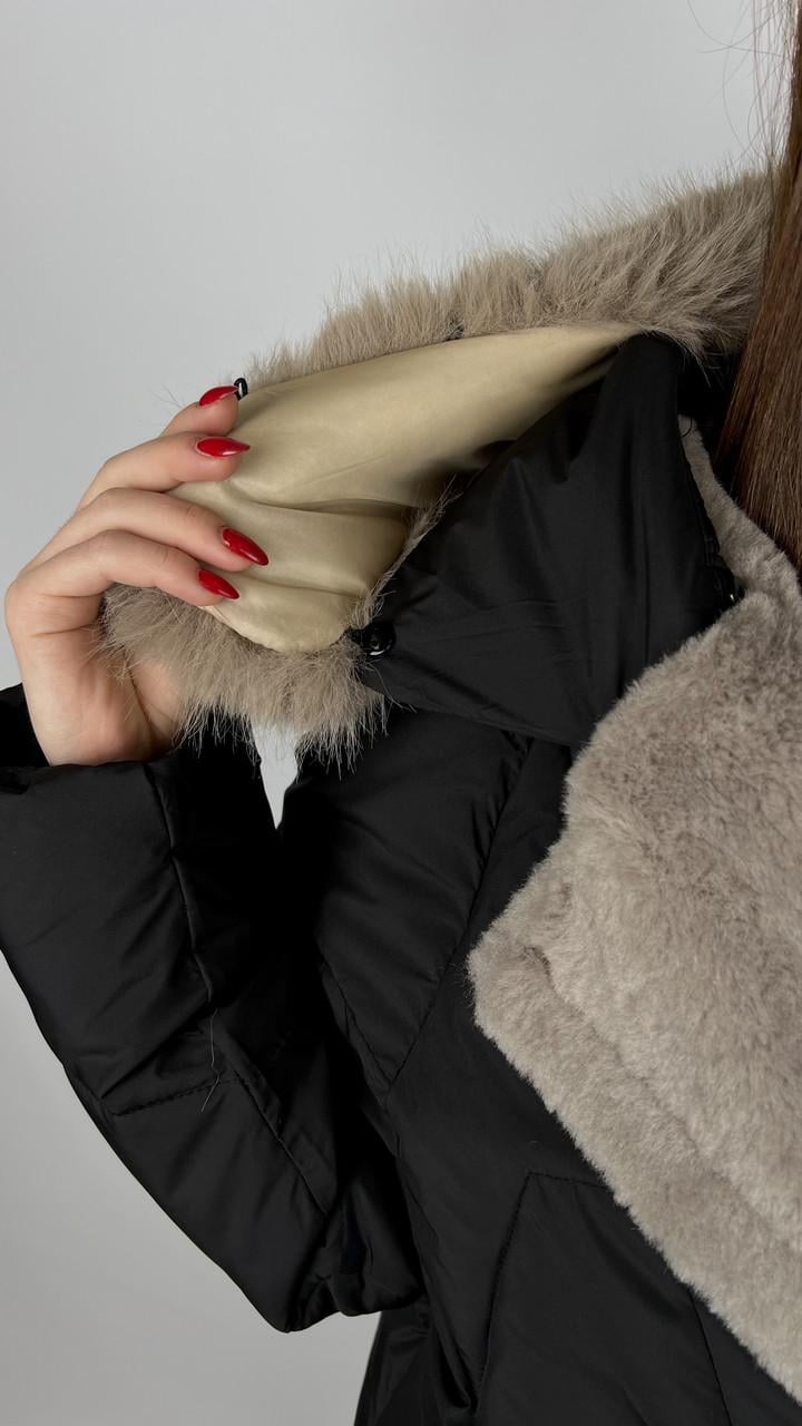 Куртка-пальто жіноча зимова р. 42 Чорний (#9033-01) - фото 4 Куртка-пальто жіноча зимова р. 42 Чорний (#9033-01) - фото 4