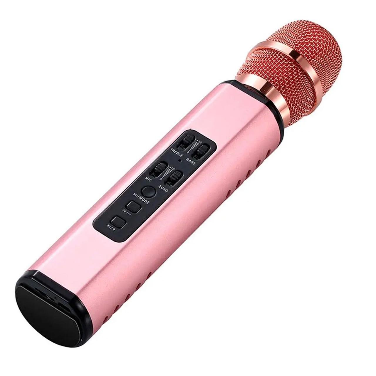 Микрофон караоке K6 стерео звук Розовый (1801365)