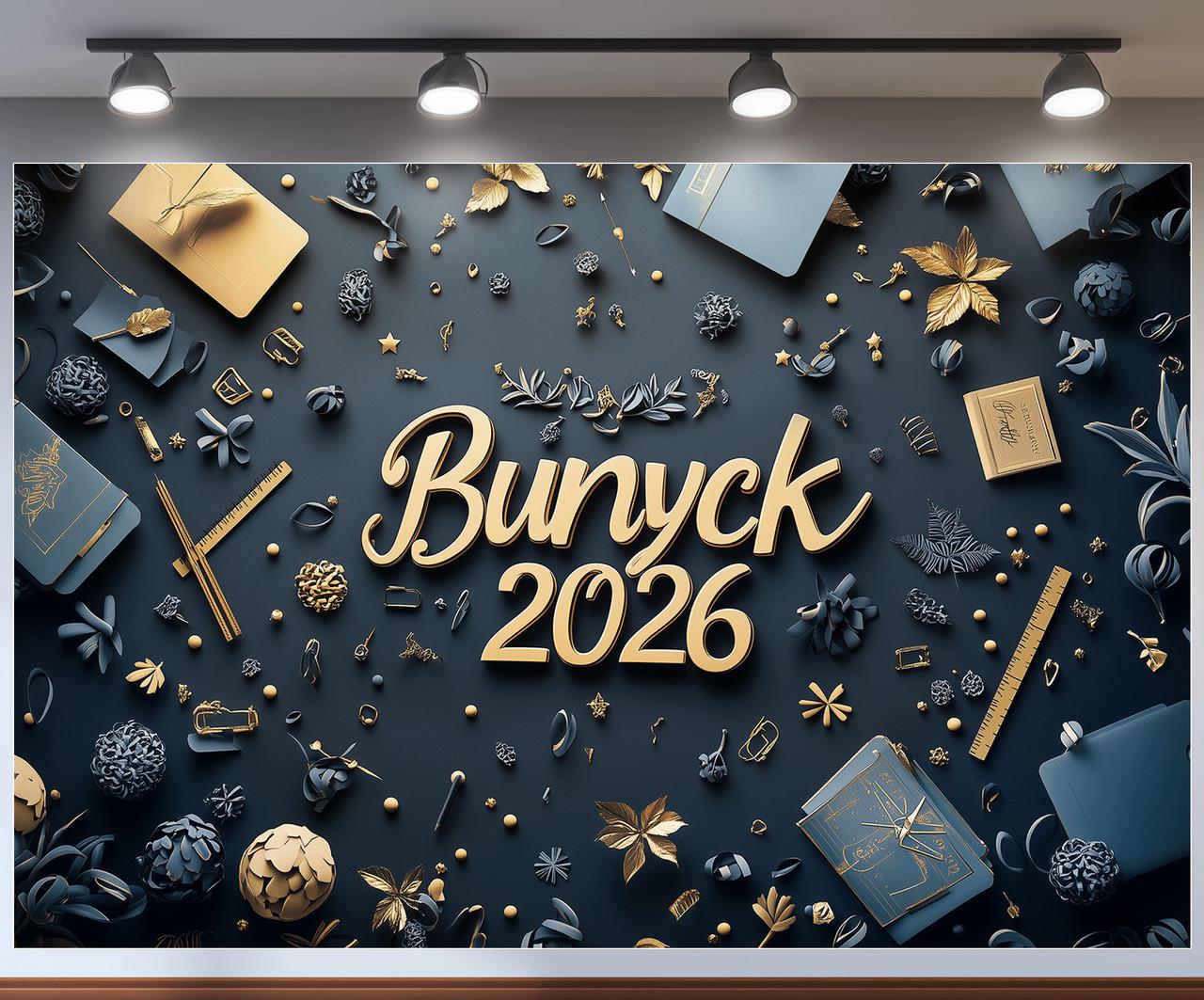 Баннер для фотозоны "Випуск 2026" темно-серый фон с золотистым декором и книгами 240x160 см №41311 Баннер для фотозоны "Випуск 2026" темно-серый фон с золотистым декором и книгами 240x160 см №41311