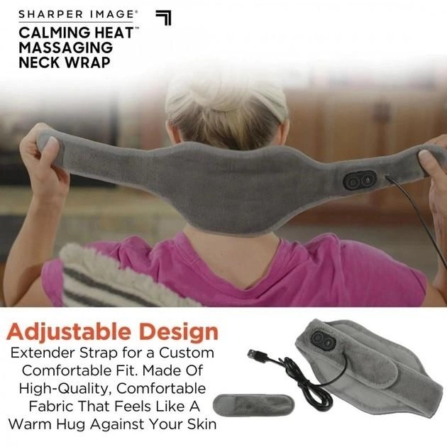 Пояс вібромасажний для шиї CALM HEAT MASSAGING NECK WRAP USB LY65 Сірий (14-14-15951) - фото 3