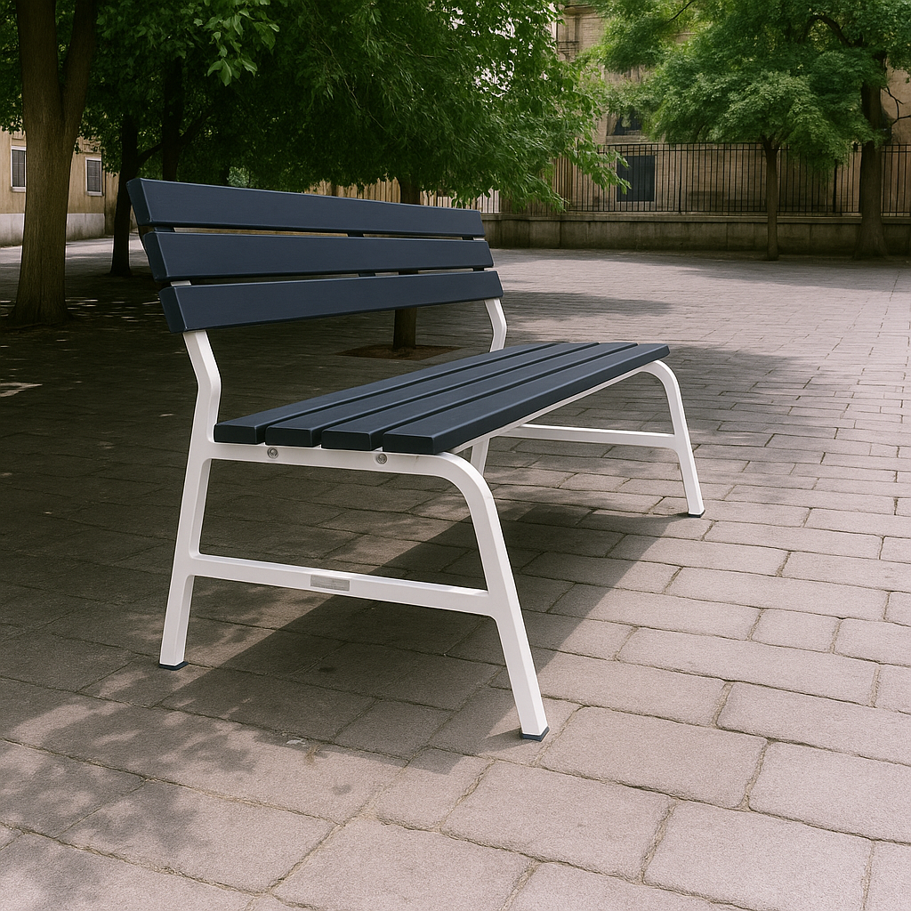 Лавка пластиковая ТЕБИ ШО для дачи/сада и парка 1504х822х707 мм Графитово-Белый