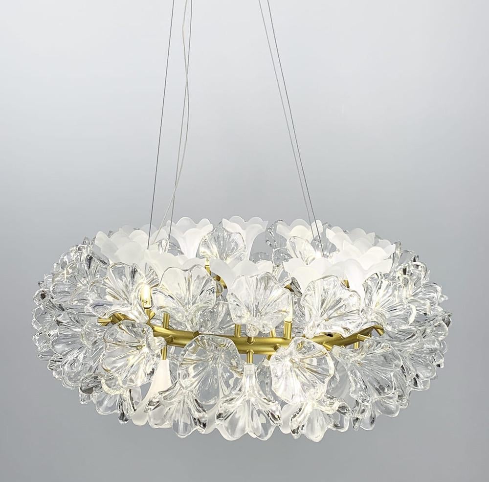 Люстра підвісна кільцева прикрашена квітами Ø 60 см (D 9003-D600)