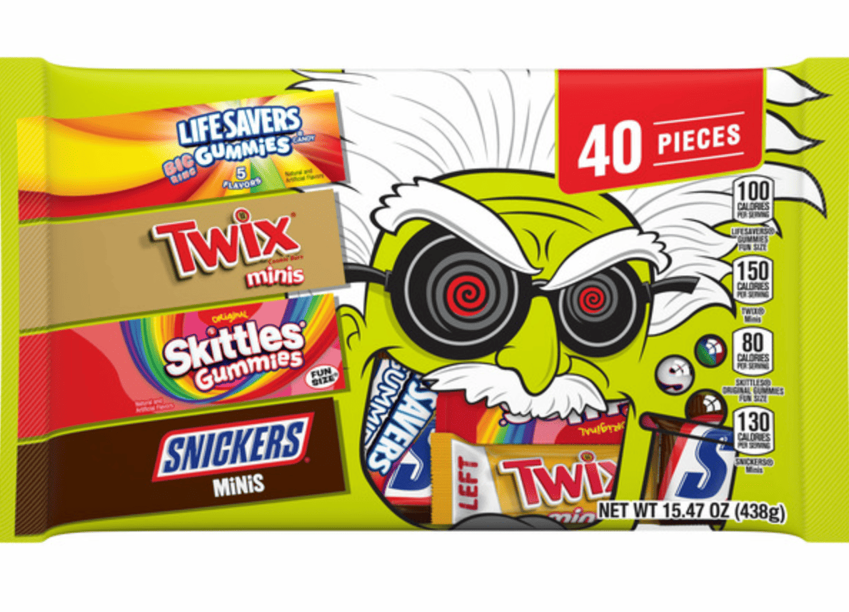 Набір шоколадних цукерок Halloween Candy Snickers Skittles Twix Life Savers 40 шт. 438 г (2787661456)