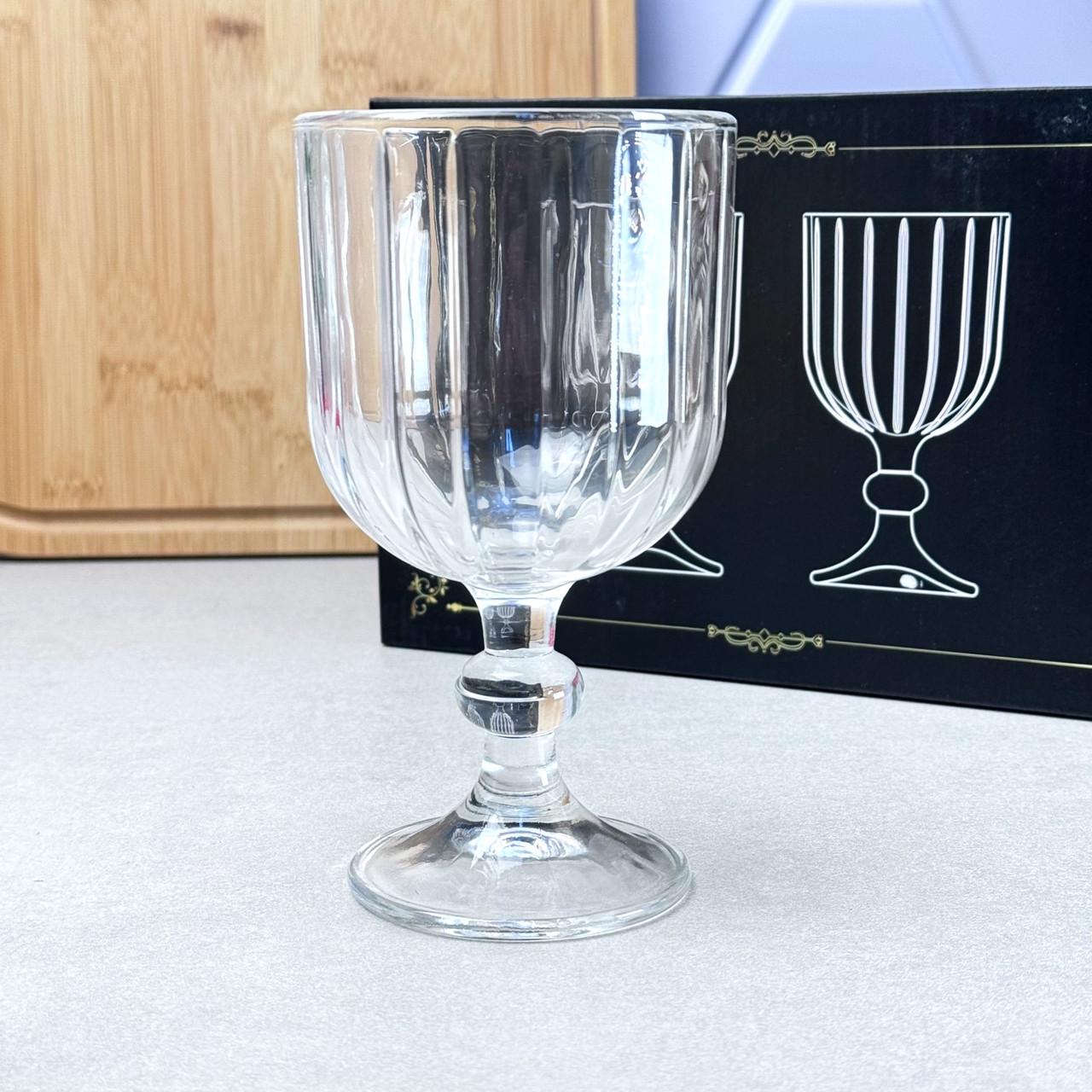 Набір бокалів для вина скляних на ніжці Goblet 390 мл 6 шт.