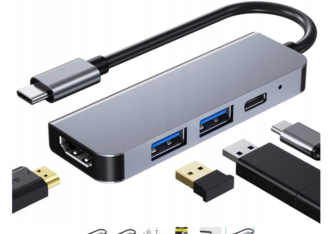 USB-хаб для ноутбука многопортовый 4в1 4K HDMI 2xUSB 3.0 5Gb/s PD (Hub-4/1) - фото 2