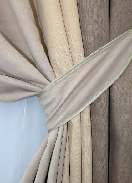 Шторы комбинированные микровелюр 1,5х2,7 м 2 шт. Бежевый - фото 2 Шторы комбинированные микровелюр 1,5х2,7 м 2 шт. Бежевый - фото 2