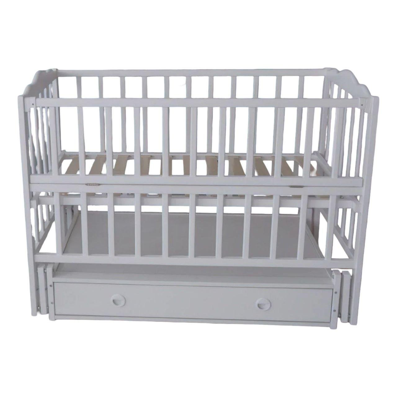 Кроватка детская Анастасия с шарнирно-подшипниковым механизмом и откидной боковиной бук Серый (28123129)