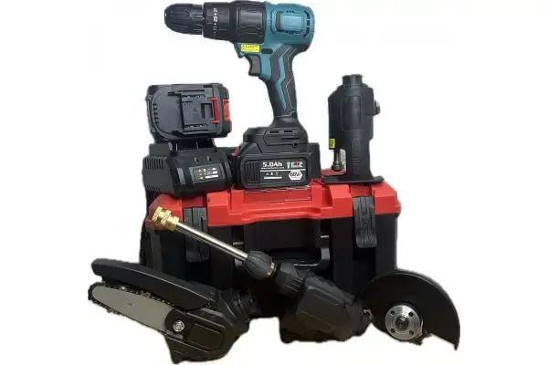 Набор электроинструментов в чемодане 9в1 аккумуляторный шуруповерт с насадкой дрель/пила/лобзик/автомойка и 2 АКБ Набор электроинструментов в чемодане 9в1 аккумуляторный шуруповерт с насадкой дрель/пила/лобзик/автомойка и 2 АКБ