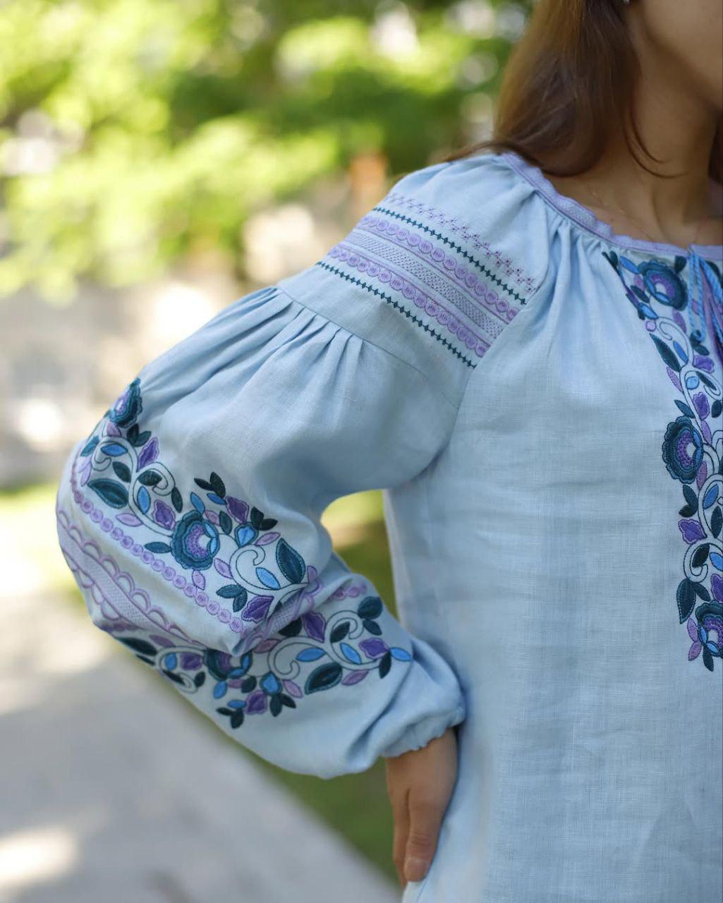 Вышиванка женская р. 54 Голубой (732) - фото 2