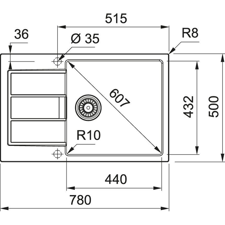 Мийка для кухні Franke Sirius 2.0 S2D 611-78 XL 143.0621.335 врізна оборотна із тектонайта з 2 отворами Чорний (17664426) - фото 2