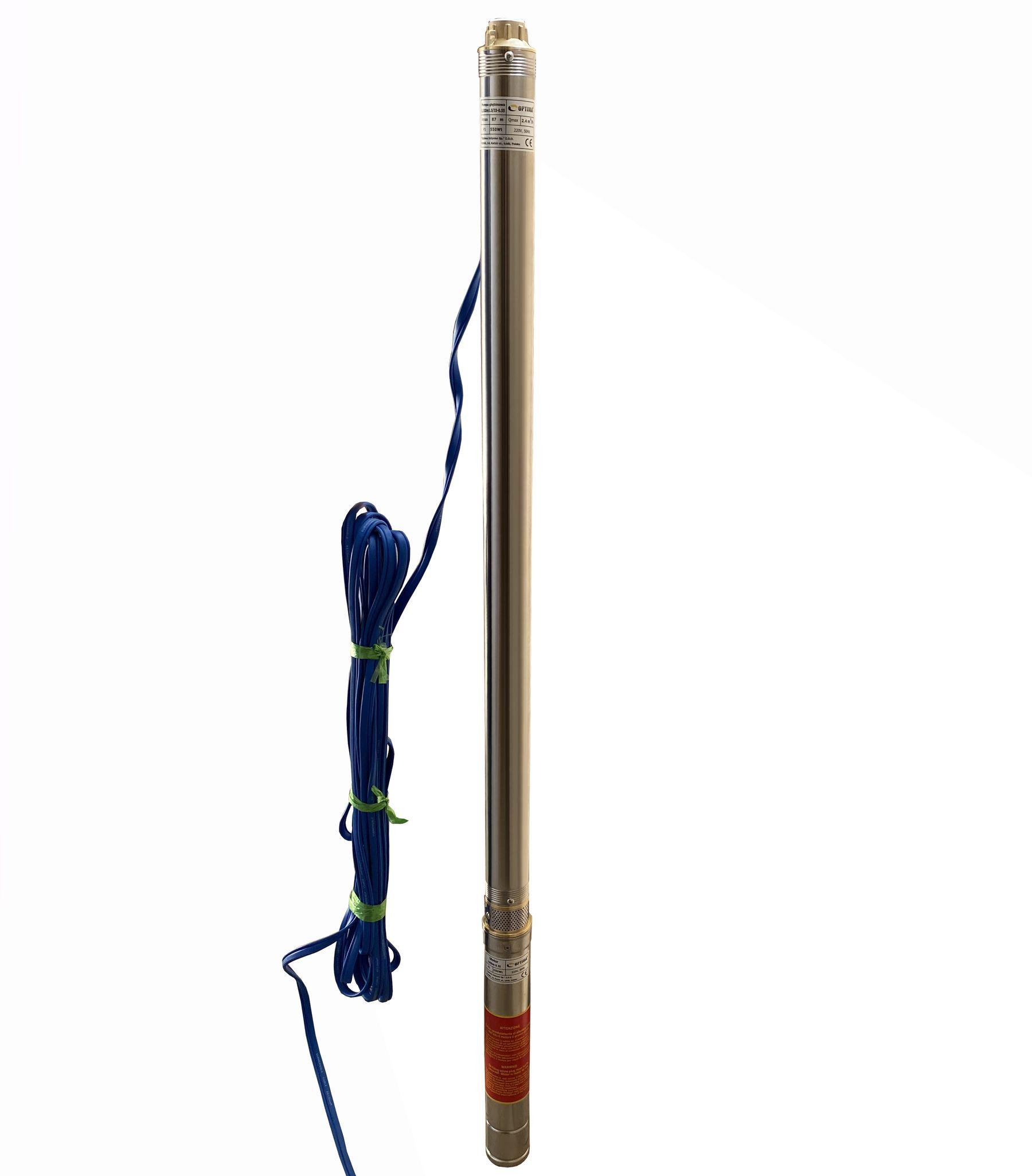 Насос свердловинний Optima 2,5SDm1,5/33 0,55 кВт 87 м з підвищеною стійкістю до піску + пульт + кабель 15 м