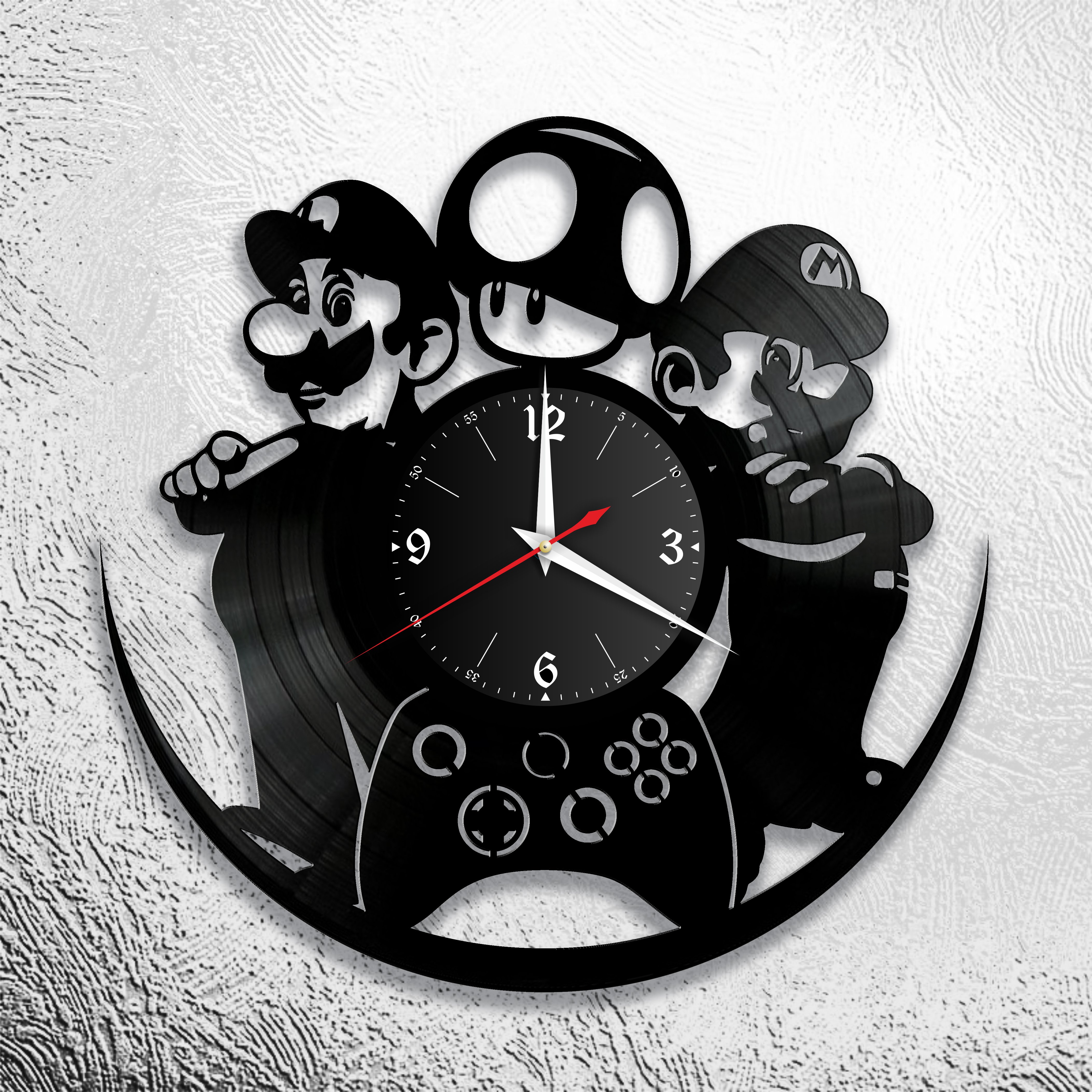 Часы настенные Super Mario 1005 из виниловой пластинки