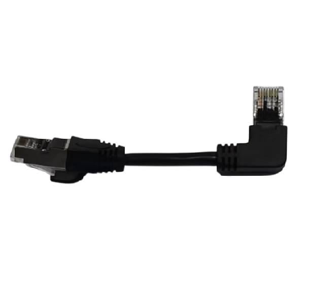 Патч-корд литий FTP/RJ45 прямий/кутовий екранований FTP5e 0,125m patch D 4,9 мм AWG28 1x90° CU Q200 Чорний
