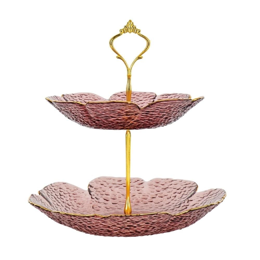 Блюдо стеклянное двухъярусное Турмалин 24х24 см (9219-035)