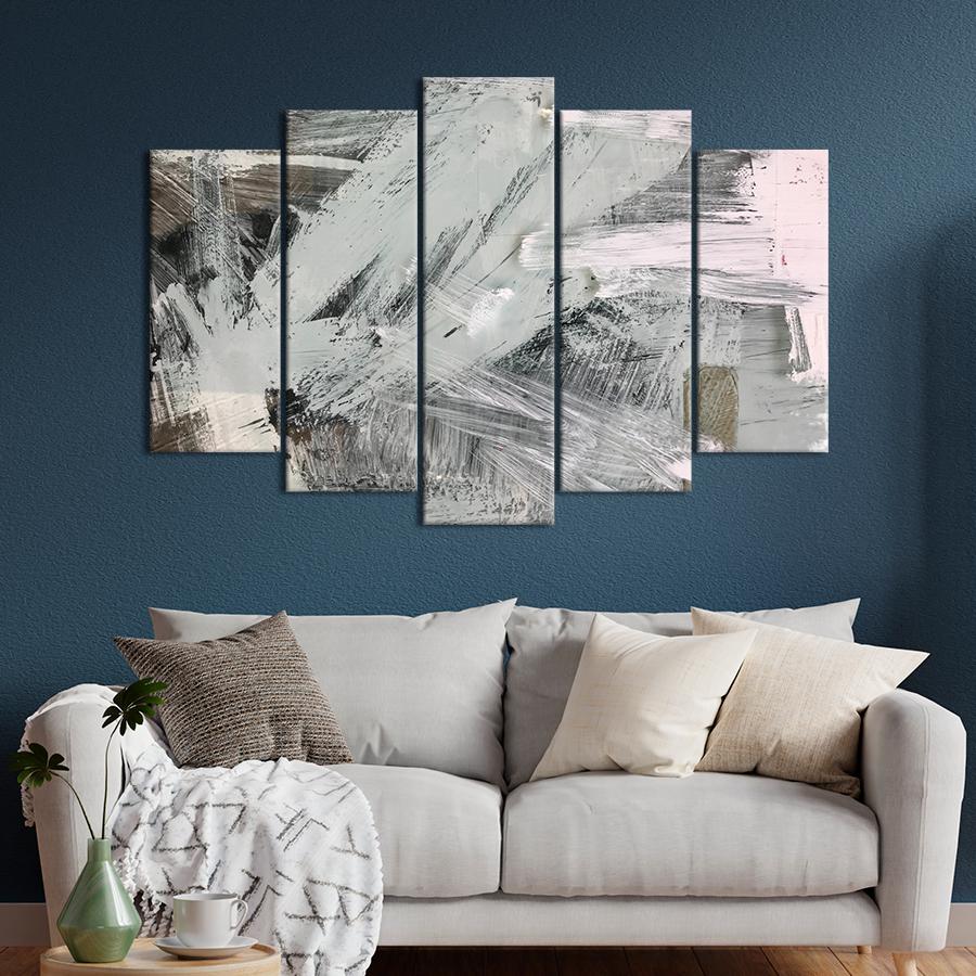 Картина абстракция Белый хаотичный узор 187x119 см (A933-5)