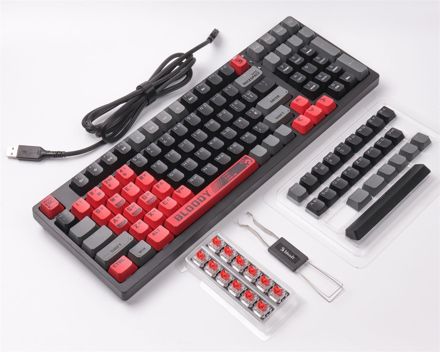 Клавиатура A4Tech S98 Bloody Sports Red BLMS RGB USB-A Black/Red (26449855) - фото 7