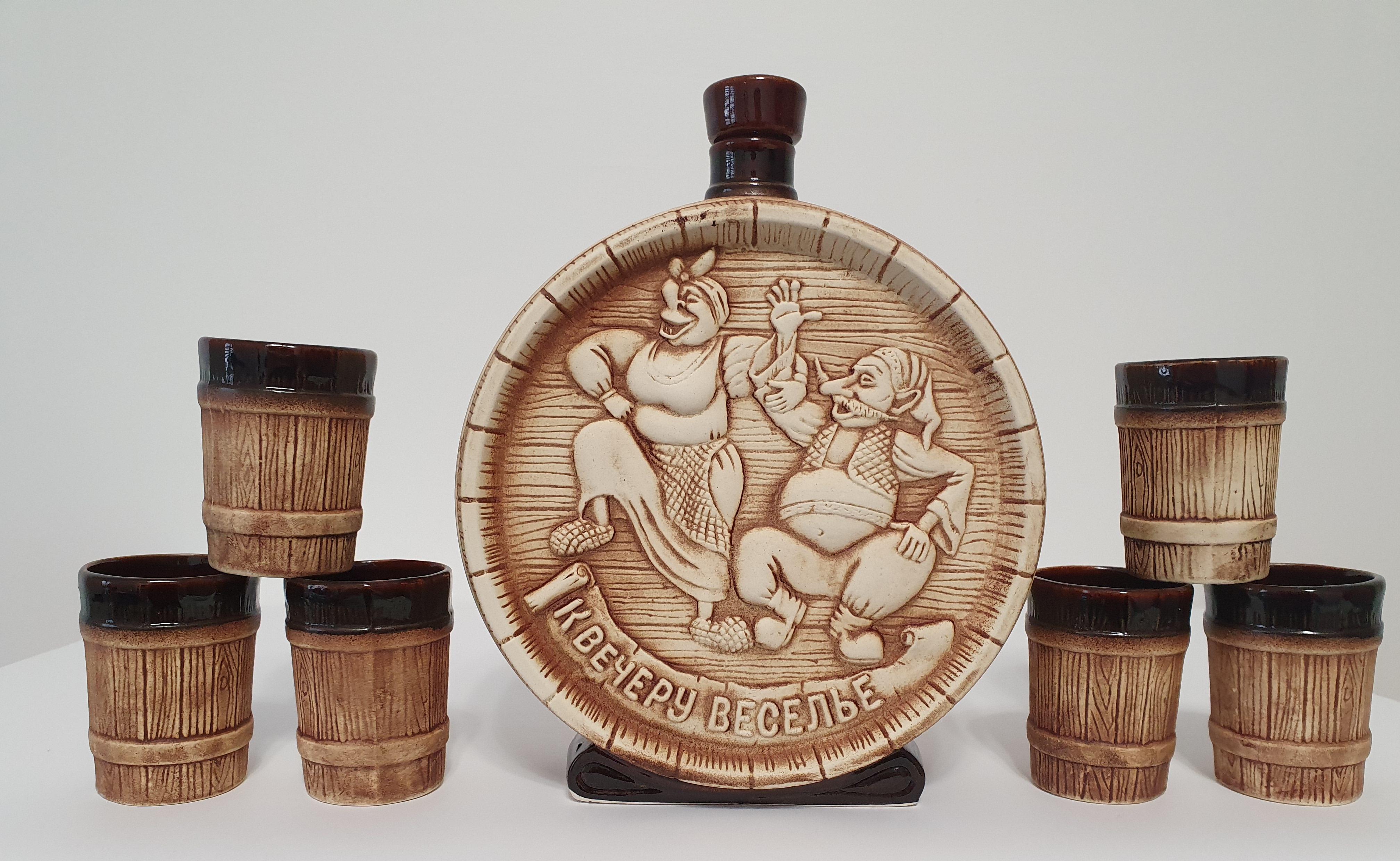 Подарочный набор для алкоголя штоф с рюмками керамика (3210)