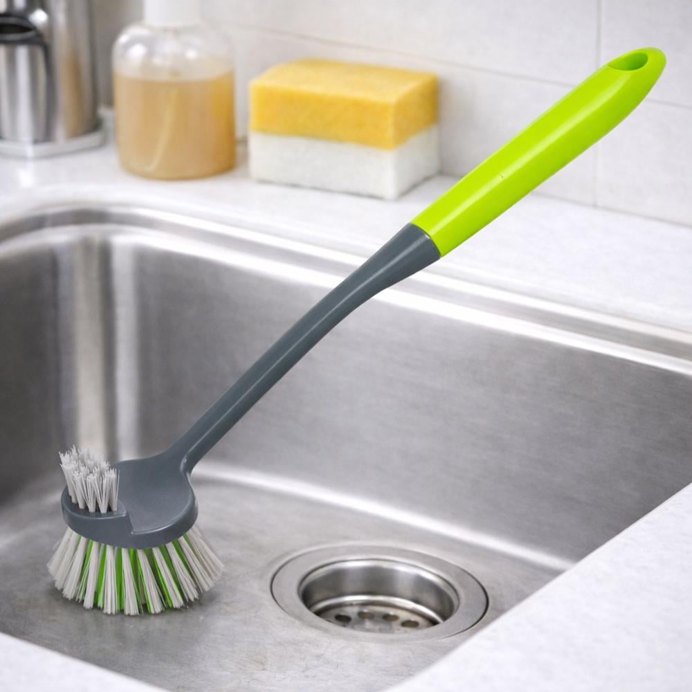 Щітка для посуду з довгою ручкою двостороння 27x4,5 см Сірий (37-сір-124629)