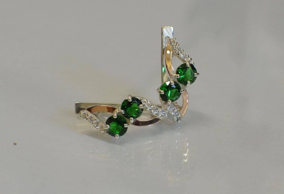 Сережки срібні 076с Зелений