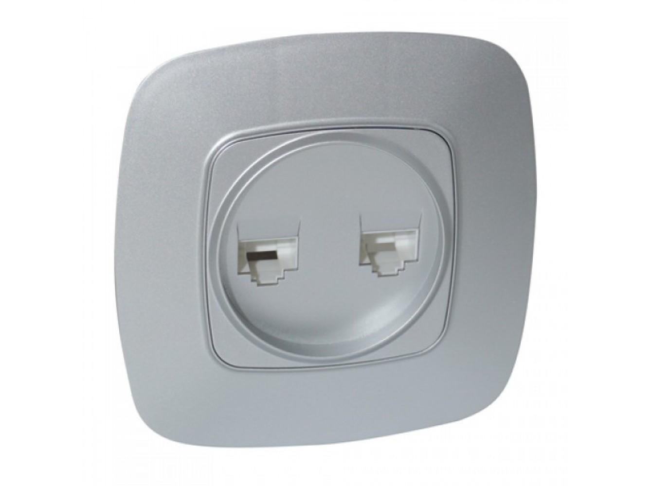 Розетка встроенная HOROZ ELECTRIC ELA компьютерная двойная Серебряный (112-007-0017-020)