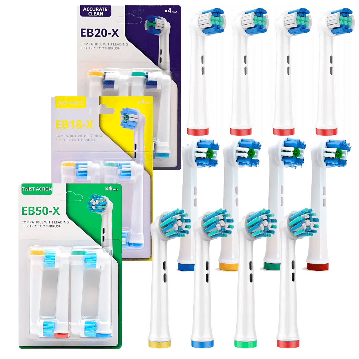 Комплект сменных насадок EB50-X Cross Action/EB18-X 3D White/EB20-X Precision Clean для зубной щетки Oral-B (2183975880) - фото 7