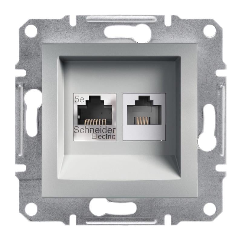 Розетка компьютерная Schneider Electric Asfora RJ45 5E ABS Алюминий (EPH4900161)