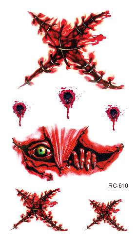 Тату временное для Хэллоуина Раны 10х6 см Красный (RC-610)