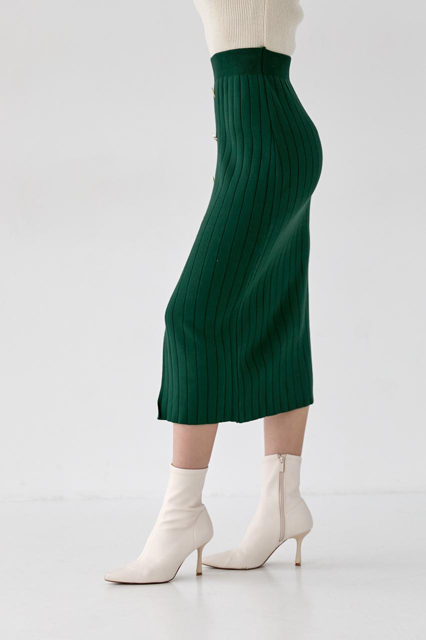 Юбка миди в рубчик M Зеленый (9505974) - фото 5