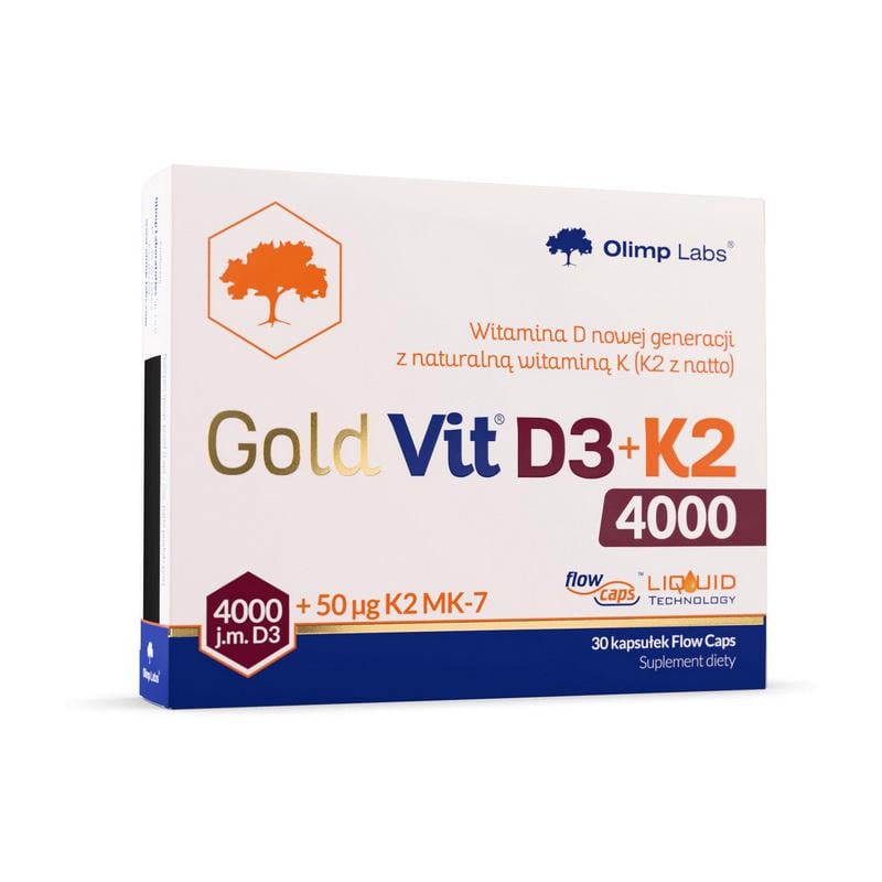 Витамин D3 4000 МЕ+K2 MK-7 с льняным маслом Olimp Gold-Vit D3+K2 30 капс.