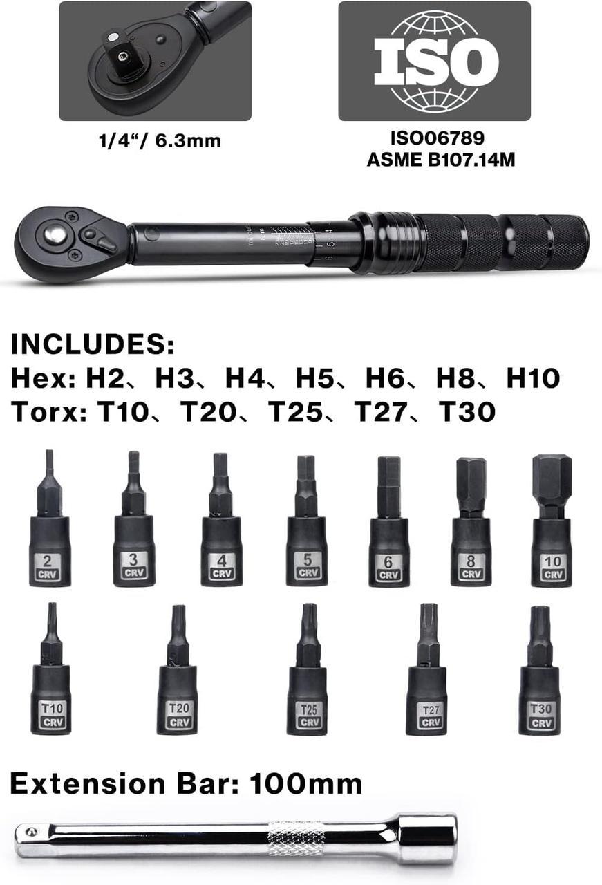 Динамометрический ключ Lytool 1/4" для велосервиса - фото 5 Динамометрический ключ Lytool 1/4" для велосервиса - фото 5