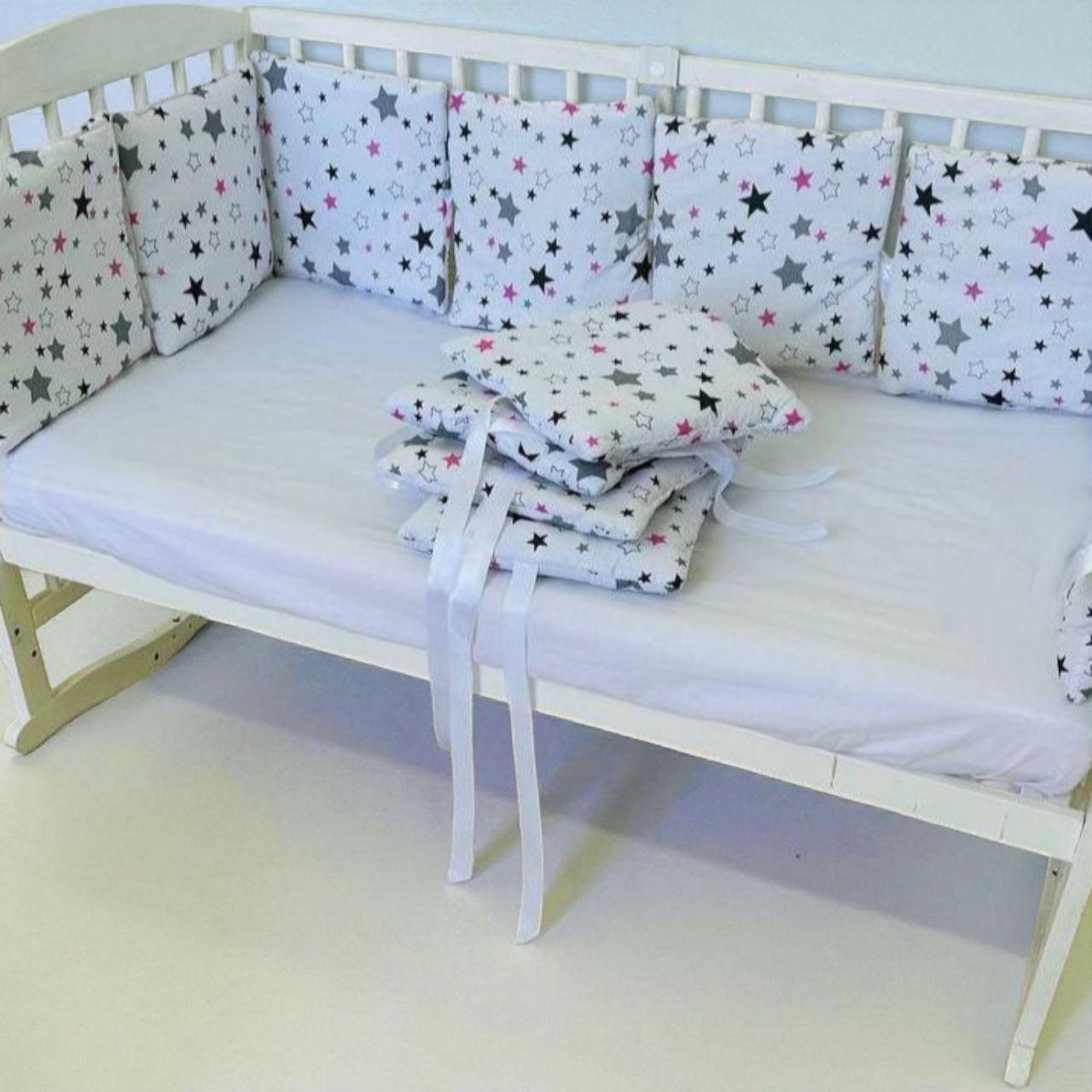 Защита для бортиков на 4 стороны из 12 подушек для детской кроватки 120x60x30 см (1028)